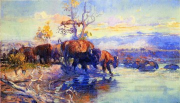 son coeur dort 1911 Charles Marion Russell yak Peinture à l'huile